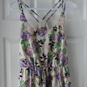 Forever 21 Floral Maxi Dress Double Spaghetti Straps Size Medium Lined Summer